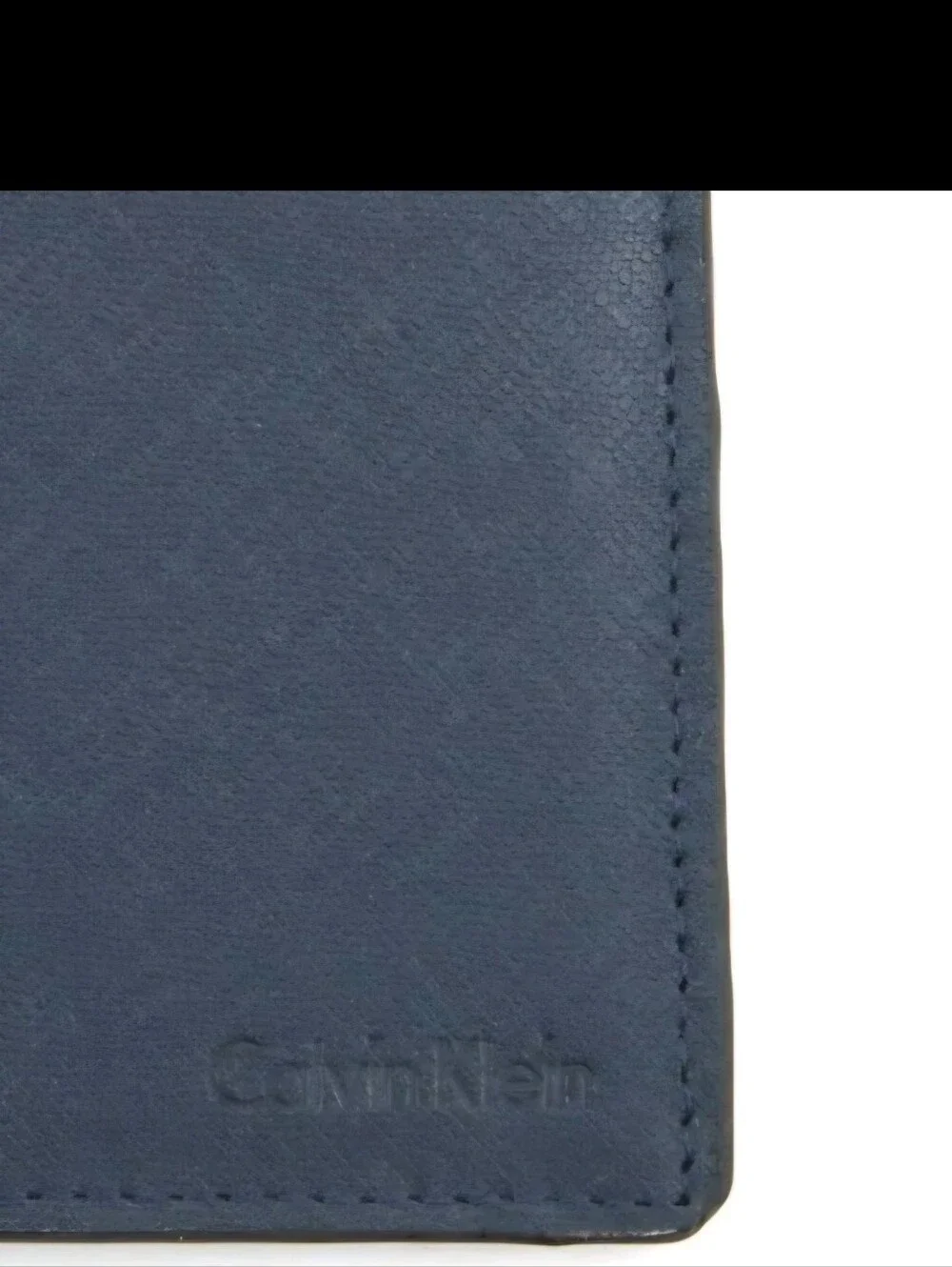 NWT Calvin Klein Dark Blue Leather Wallet with Embossed Logo